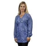 ESD-Safe Traditional V-Neck Jacket in OFX-100 Material, Hi-Tech Blue, Large, 32" Long redirect to product page